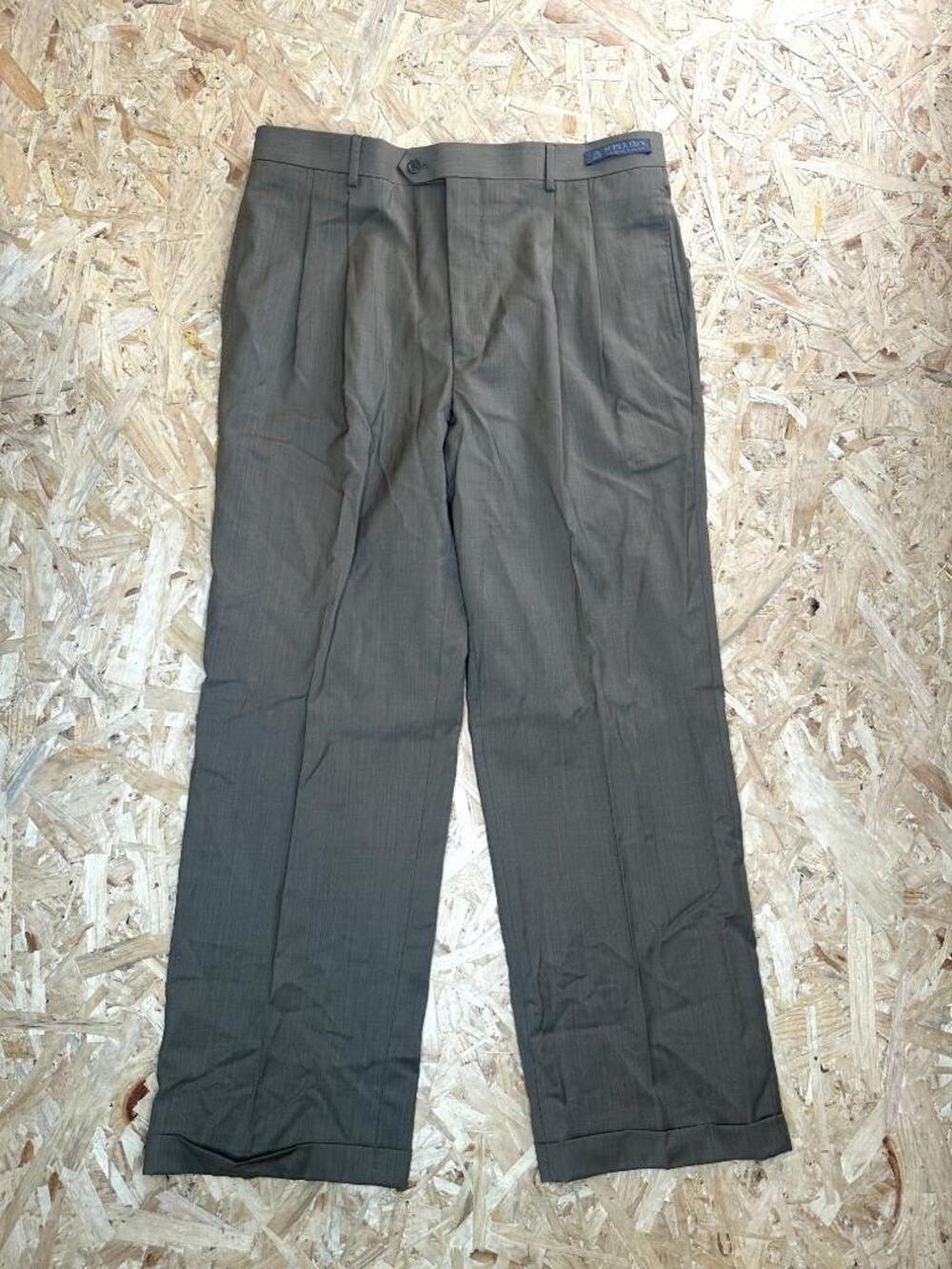 Giorgio Cosani Dress Pants Mens 36x30 Brown Super 120s Wool Pleated Cuffed